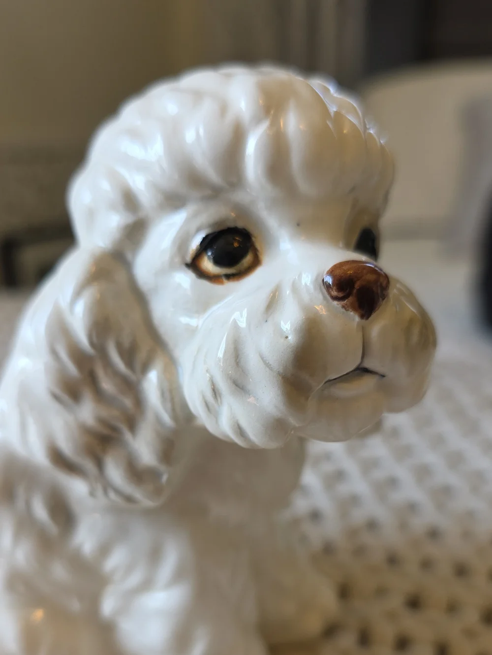 VTG Mid Century Relpo Japan White Poodle Ceramic Planter